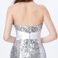 Grace Karin Strapless Sweetheart Neckline Long Mermaid Women's Special Occasion Sexy Silver Prom Dresses CL4409-4